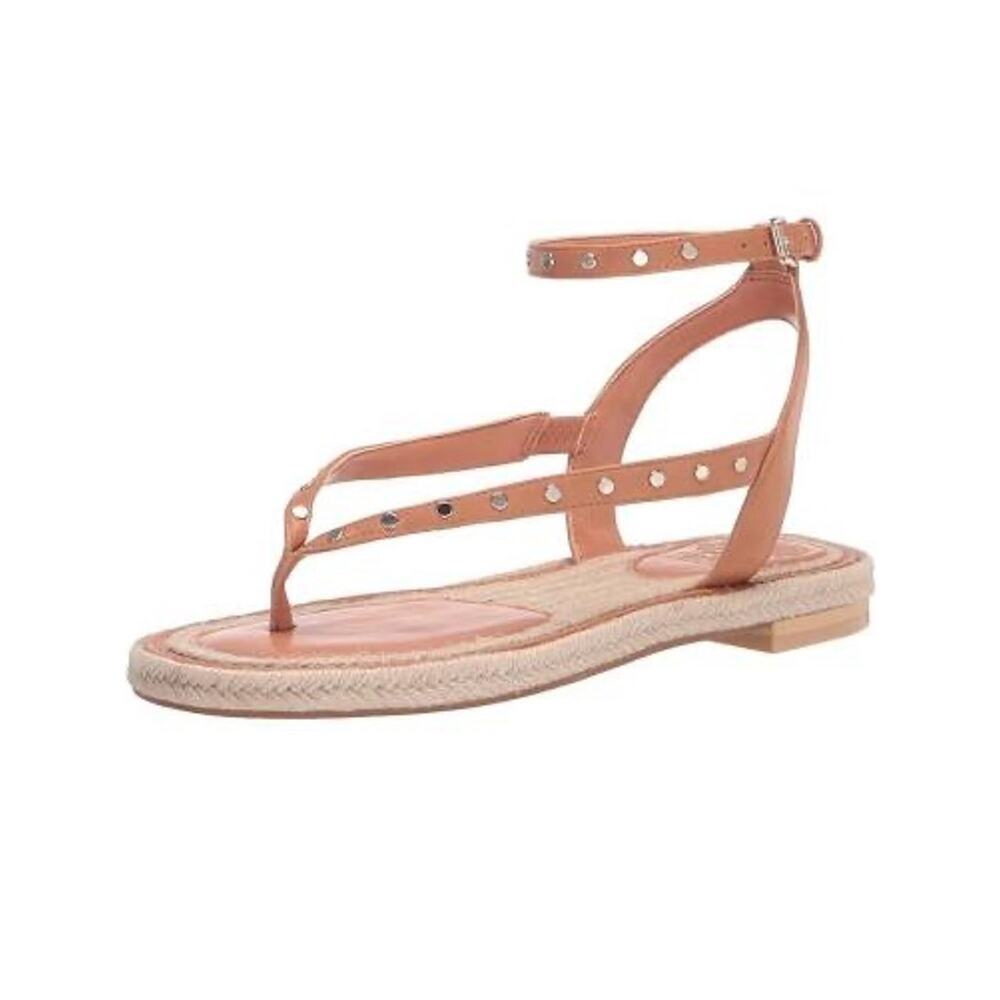 Vince Camuto Kelmia Studded Ankle Strap Sandals Flat Womens in Tan W's Sz 7 NWOB